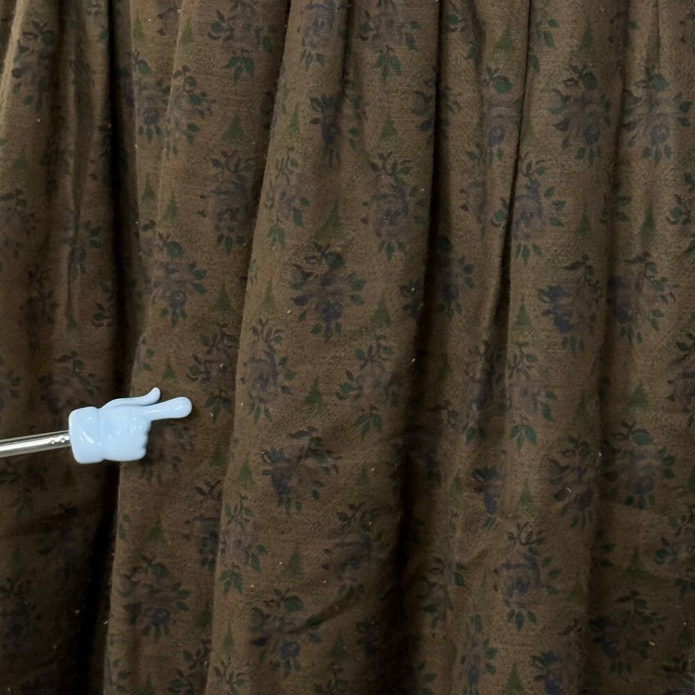 True Vintage 50s Brown Floral A-Line Dress Cottage Prairie Mori Kei Forest XS - Picture 5 of 5